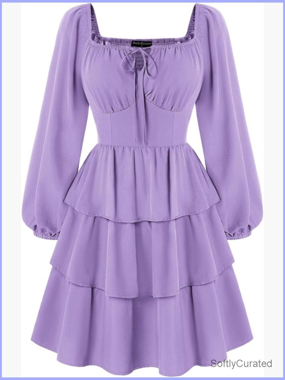 Off Shoulder Long Sleeve Medieval Corset Dress Tiered A-Line
